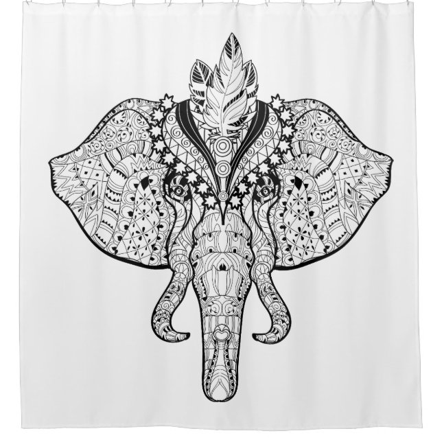 Zirkus-Elefant-Gekritzel Duschvorhang (Vorderseite)