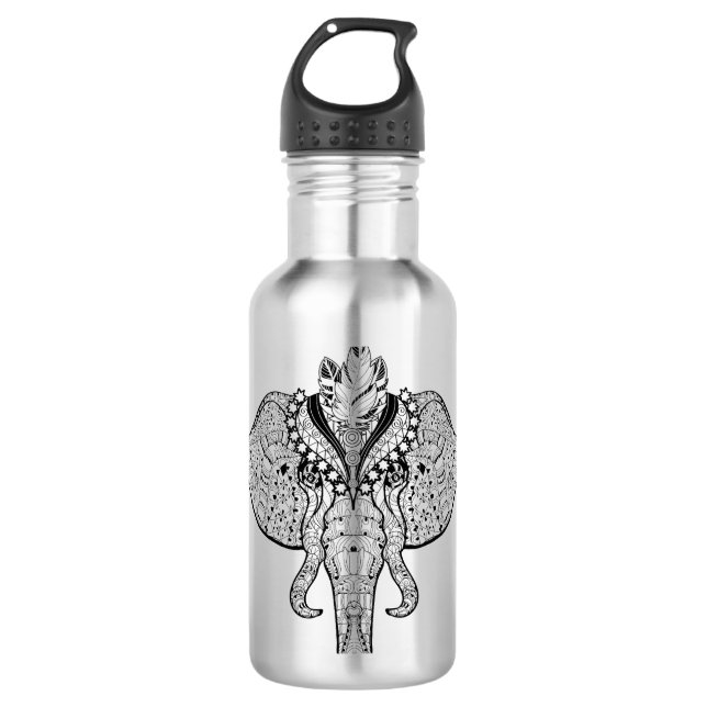 Zirkus-Elefant-Gekritzel Edelstahlflasche (Vorderseite)