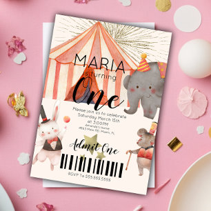 Zirkus Erster Geburtstagsticket Einladung