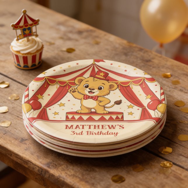 Zirkus-Geburtstagsfeier im Vintage-Stil Pappteller (Vintage Circus Birthday Party Paper Plates)