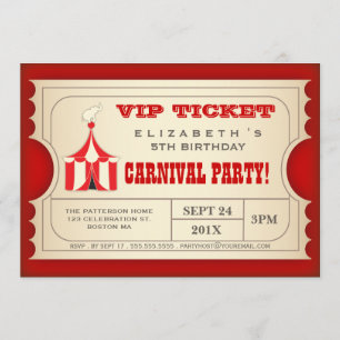 Zirkus-Geburtstagsfeier-Ticket im Vintage-Stil Einladung
