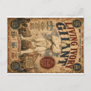 Zirkus im Vintage-Stil Living Elfenbein Riesen Wun Feiertagspostkarte