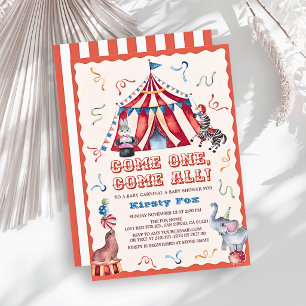 Zirkus Jahrmarkt Zelt Tiere Babyparty Einladung