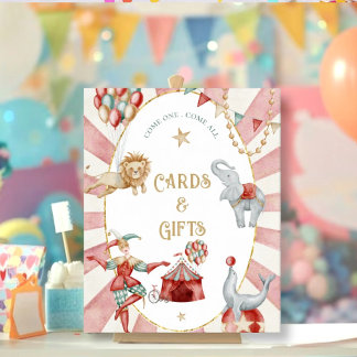 Zirkus-Karneval-Baby-Shower-Karten und Geschenke-S Poster