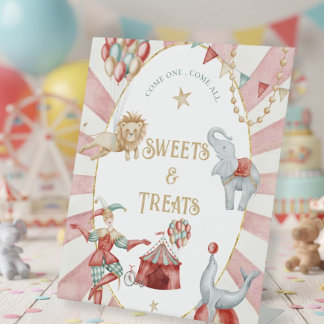 Zirkus-Karneval-Baby-Shower-Süßigkeiten und Lecker Sockelschild