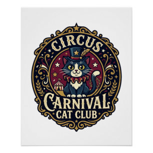 Zirkus Karneval Katze Katzen-Vater-Geschenkidee - Poster