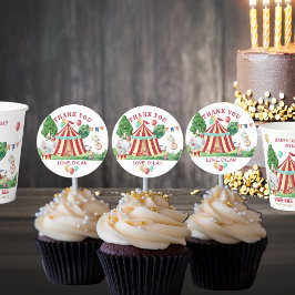 Zirkus Karneval Tiere und Big Top Danke Runder Aufkleber