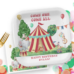 Zirkus Karneval Tiere und großes Zelt Personalized Pappteller