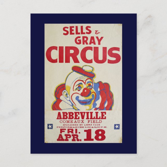 Zirkus-Line-Sells & Grey Circus- Postkarte (Vorderseite)