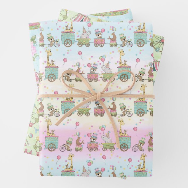 Zirkus Pastel Baby Geschenkpapier Set (Beispiel)