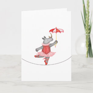 Zirkus-Rhino-Tightrope-Ballerina im Vintage-Stil Karte