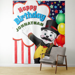 Zirkus Ringmeister Bär Geburtstags Hintergrund Wandteppich