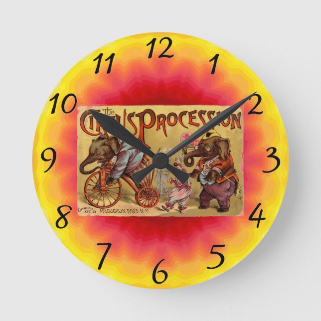 Zirkus Runde Wanduhr (Vorderseite)