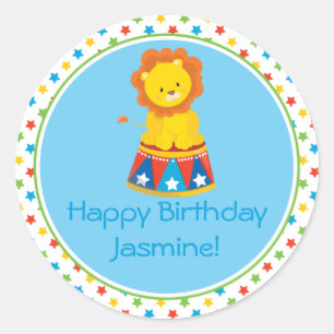 Zirkus-Thema des Löwe- personalisiert Runder Aufkleber