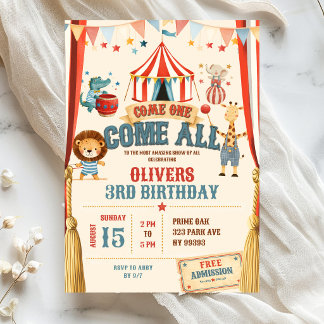 Zirkus Thema Kommt Alle Geburtstag Einladung