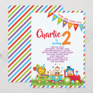 Zirkus-Zug-Geburtstags-Einladung Einladung