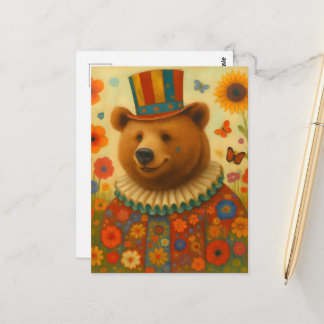Zirkusbär in Blumen Postkarte