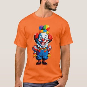 Zirkusclown-Charakter mit farbenfrohem Kostüm T-Shirt