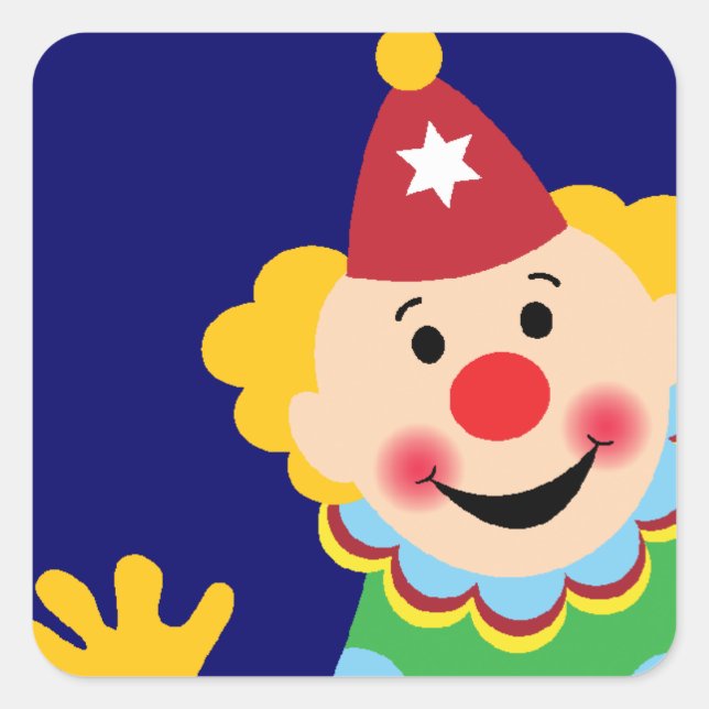 Zirkusclown Quadratischer Aufkleber (Vorderseite)