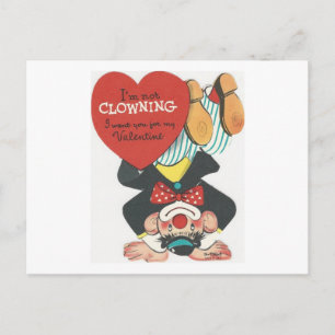 Zirkusclown zum Valentinstag im Vintage-Stil Feiertagspostkarte