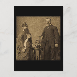 Zirkusfreak mit Bartdame aus der Vintage-Zeit Postkarte
