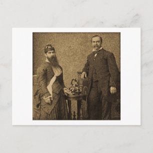 Zirkusfreak mit Bartdame aus der Vintage-Zeit Postkarte