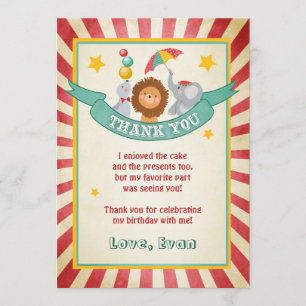 Zirkusgeburtstag danken Ihnen, den Vintagen Dankeskarte