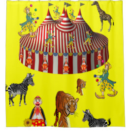 Zirkusgelbe rote Kinderdusche Duschvorhang