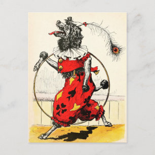 Zirkushund mit Hula-Hoop-Reifen Postkarte