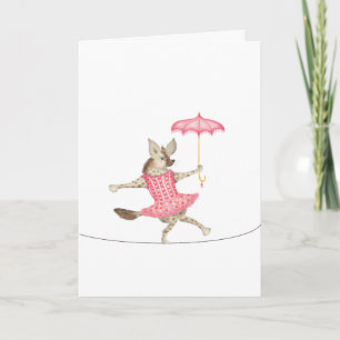Zirkushyäne auf dem Seil als Ballerina im Vintage- Karte