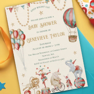 Zirkuskarneval-Baby-Party mit Aquarell-Elementen Einladung