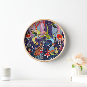 Zirkuskinder & darstellende Künstler im Wald Uhr