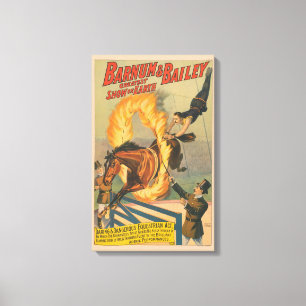 Zirkuspferd, das durch einen Flammenhaufen springe Leinwanddruck