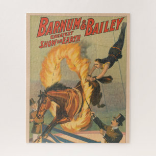 Zirkuspferd springt durch einen Flammenreifen Puzzle