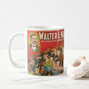 Zirkusplakat mit 63 auftretenden Pferden in einer Kaffeetasse