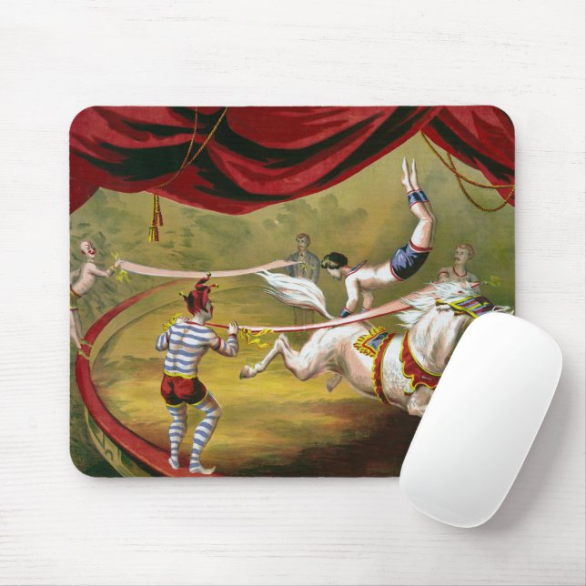 Zirkusplakat mit Akrobat auf einem Pferd. Mousepad (Mit Mouse)
