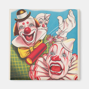 Zirkusplakat mit Clowns und Feuerwerkskörper Magnet