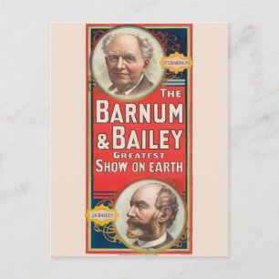 Zirkusplakat mit Porträts von Barnum & Bailey Postkarte