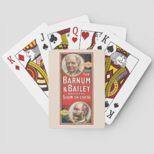 Zirkusplakat mit Porträts von Barnum & Bailey Spielkarten