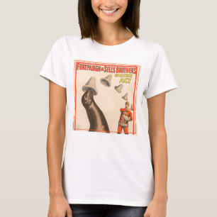 Zirkusplakat mit Seelöwe, der Hüte fängt T-Shirt