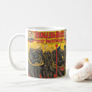 Zirkusplakat mit tanzenden Elefanten Kaffeetasse
