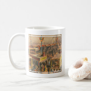 Zirkusplakat mit Tieren in einem Zelt Kaffeetasse