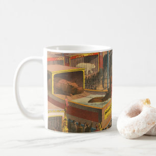Zirkusplakat mit Tieren in einem Zelt Kaffeetasse