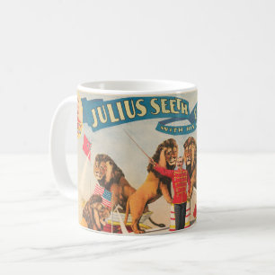 Zirkusplakat von Julius Seeth mit seinen Löwen Kaffeetasse