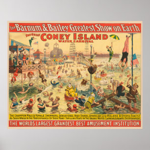 Zirkusplakat von Menschen in Kostümen bei einer Au Poster