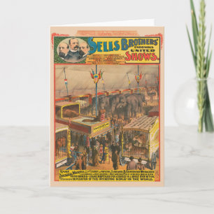 Zirkusposter, ausgestellt in einem Zelt Karte