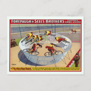 Zirkusposter der sieben Gaynells-Reitbikes Postkarte