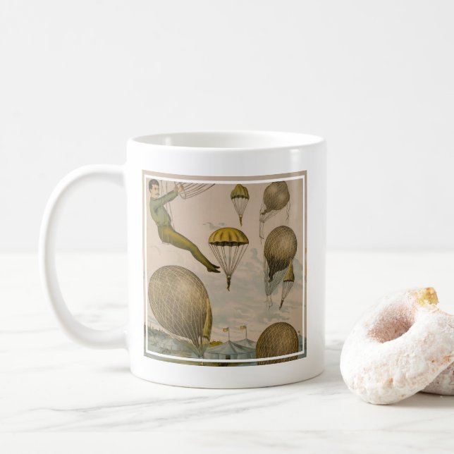 Zirkusposter einer Luftballondarstellung Kaffeetasse (Mit Donut)