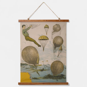 Zirkusposter einer Luftballondarstellung Wandteppich Mit Holzrahmen