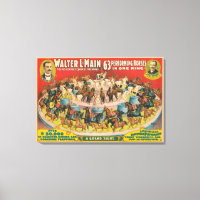 Zirkusposter mit 63 Darstellenden Pferden in einem